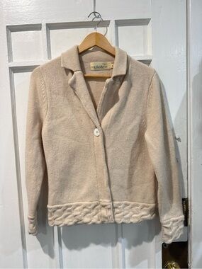 IrelandsEye Cream Knit Zip-Front Jacket with Braided Hem Detail